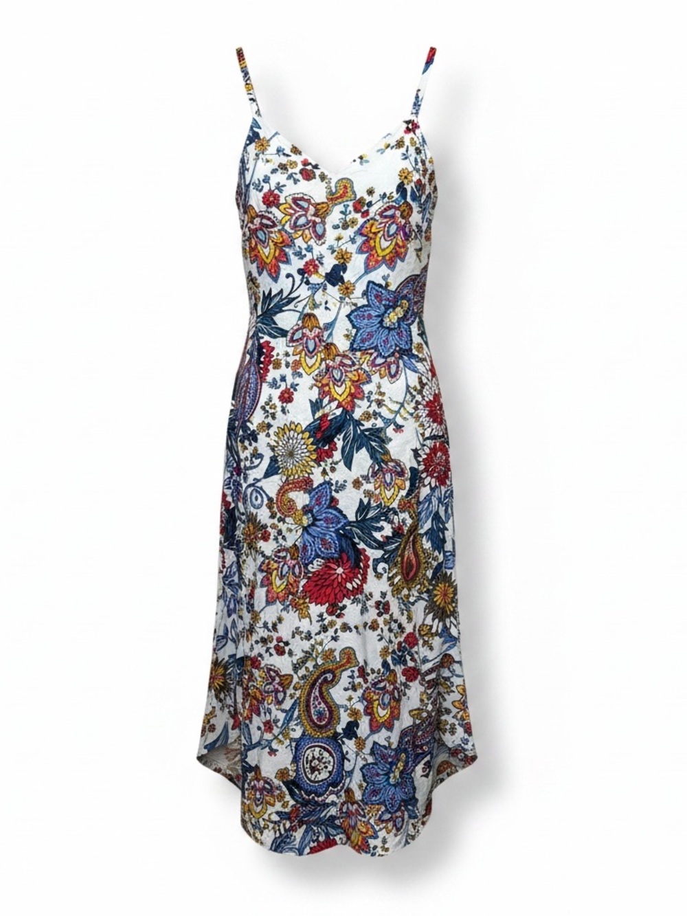 White Floral Jumpsuit with Blue & Red Print - Picture 3 of 12